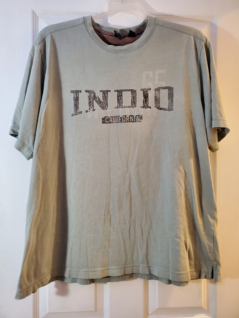Indio Crewneck Tee in Sage Green with Distressed Logo
